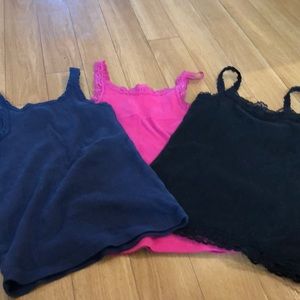 Bundle of 3 ribbed lace tank tops/ camis